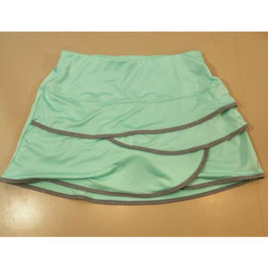 BCG Tiered Tru Wick Tennis Skort Aqua Blue Gray Piping Womens Size M